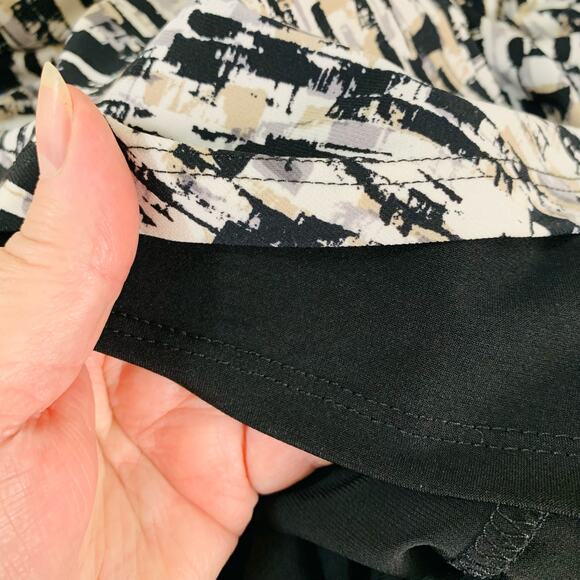 Lauren Ralph Lauren Size 2 Colorblock Printed Sheath Dress Black Beige Stretch - Picture 8 of 10